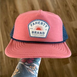 Faherty SnapBack Trucker Hat, Orange & Navy Blue